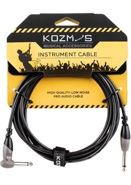 KCL-156-3M Siyah-Gri 3 Metre Açılı Gitar Enstrüman Kablosu Kozmos