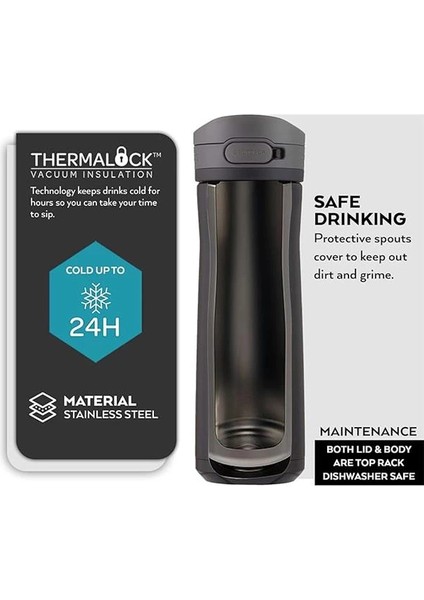 Jackson Autopop Soğuk Su Termosu 590 ml Siyah fırsatları