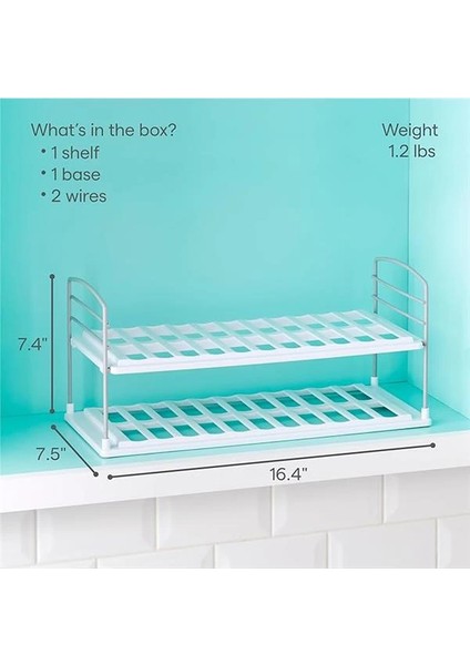 Upspace Şişeler Için Dolap Düzenleyici, Ayarlanabilir, 2 Raflı, Beyaz fırsatları