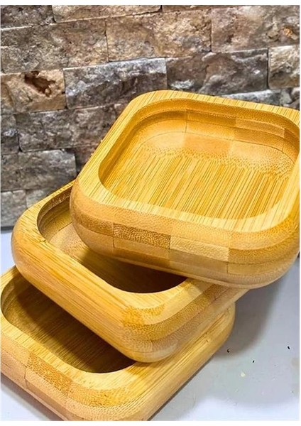 Bambu 3'lü Ahşap Sunum Seti Kahvaltılık Çerezlik Reçellik Tepsili Şık ve Pratik Servis modelleri