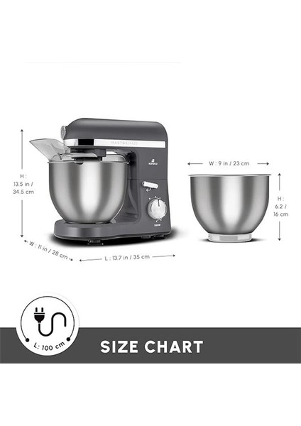 Mastermaid Chef Pro Çift Kollu Mutfak Şefi 1500 W Space Gray modelleri