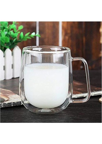 Çift Cidarlı Latte Macchiato Bardak Seti, 2 Adet Çift Duvarlı Kulplu Kahve Bardağı, 250 ml modelleri
