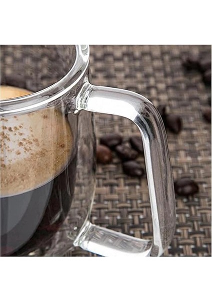 Çift Cidarlı Latte Macchiato Bardak Seti, 2 Adet Çift Duvarlı Kulplu Kahve Bardağı, 250 ml indirimleri