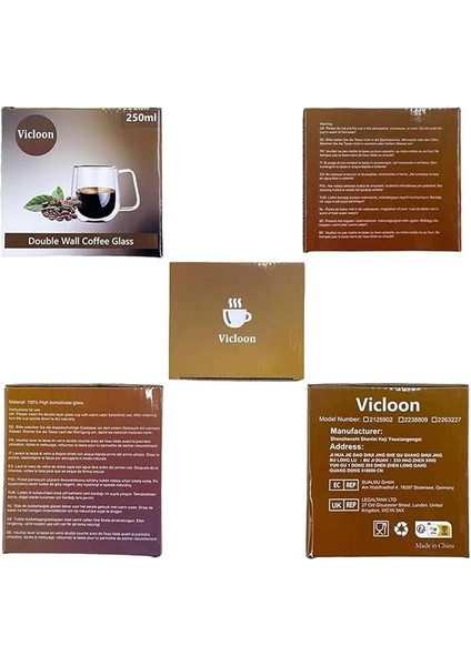 Çift Cidarlı Latte Macchiato Bardak Seti, 2 Adet Çift Duvarlı Kulplu Kahve Bardağı, 250 ml