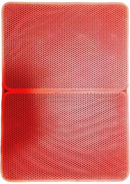 Büyük Boy Elekli Kedi Tuvalet Önü Paspası Katlanabilir 82 x 60 cm Kırmızı