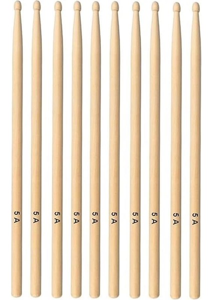 Baget - Davul - 5 Çift Bateri Bageti Drumsticks 5A Pürüzsüz Yüzey