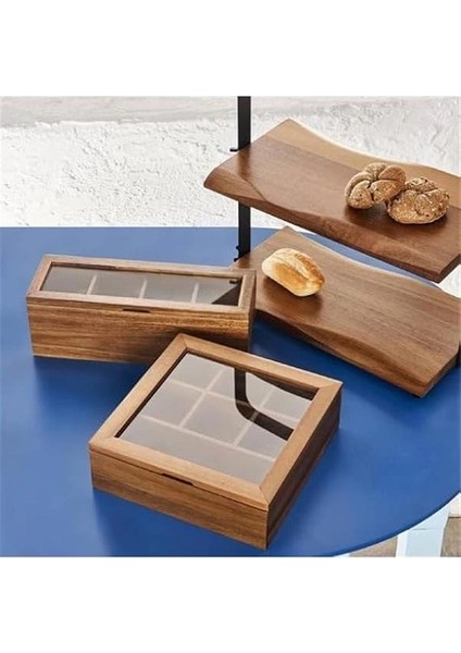 Doğal Akasya Ağacı Şeffaf Kapaklı Ahşap Çay Saklama Kutusu – Mıknatıslı Kapaklı Poşet Çay fırsatları