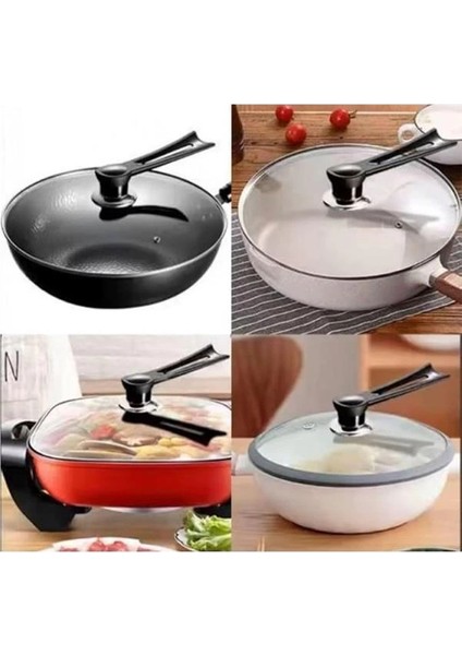 Dikey Tasarım Tencere Kapağı Kolu, Siyah Metal, Isıya Dayanıklı ve Ergonomik Tasarım, Kolay fırsatları