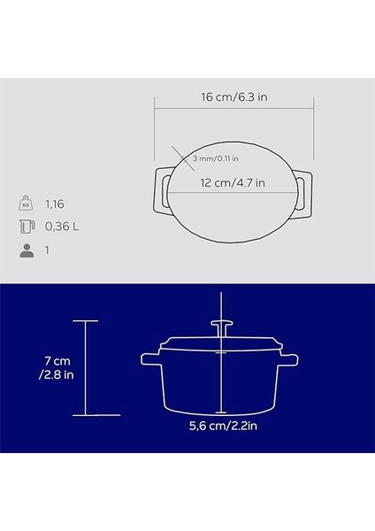 Metal Oval Mini Tencere, Mavi indirimleri