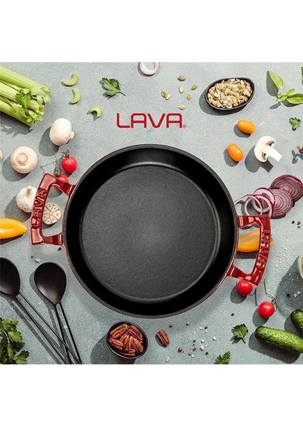 Metal Lv Y Tv 20 Shn R Döküm Yuvarlak Sahan, 20 Cm, Kırmızı