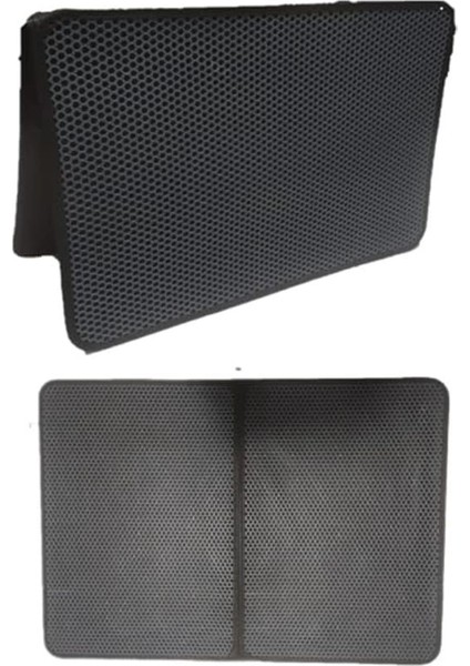 Büyük Boy Elekli Kedi Tuvalet Önü Paspası Katlanabilir 82 x 60 cm Siyah