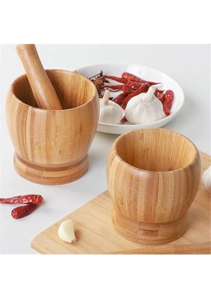 Bambu Havan ve Tokmak Seti, Büyük Boy Mutfak Havanı, Baharat ve Sarımsak Öğütücü ve Döveceği fırsatları