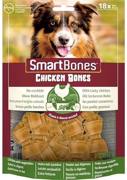 Chicken Mini Küçük Boy Tavuklu Kemik 18'li, 228 gr Köpek Ödülü