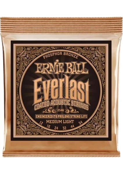 Everlast Orta Hafif Kaplamalı Fosfor Bronz Akustik Gitar Telleri, Ölçü 12-54