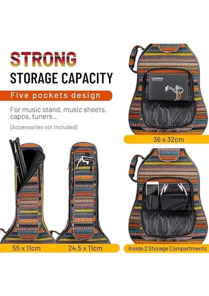 CY0186 Bohemian 15.6mm Gig Bag Dolgulu Su Geçirmez Gitar Çantası fırsatları