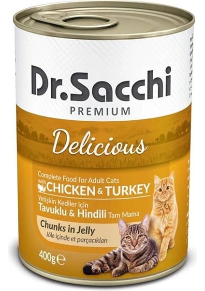 Dr.sacchi Konserve Kedi Maması Tavuklu Hindili 400GR