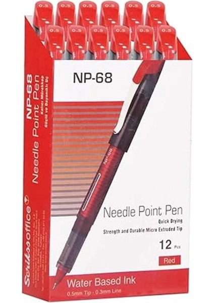 NP68 Iğne Uçlu Kalem 12'li Ambalaj Kırmızı 0.5 mm indirimleri