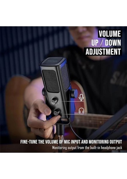 Stüdyo Kayıt/bilgisayar Akışı Için Usb-Podcast-Kondenser-Mikrofon, Youtube Müzik Vokal