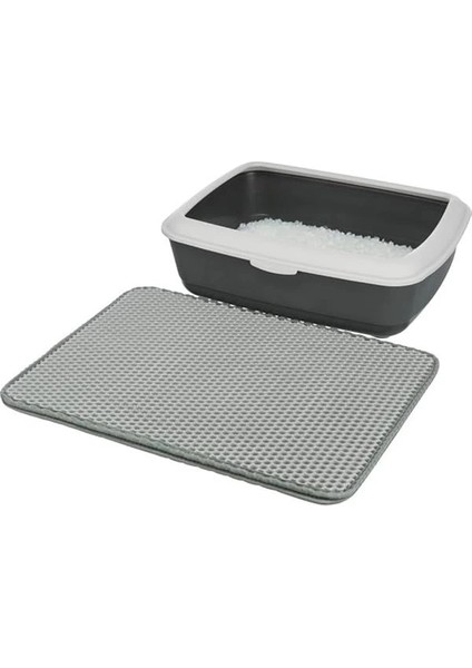 Kedi Tuvalet Paspası, Çift Katlı, 35X45 Cm, Gri