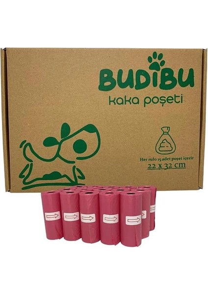 Kedi Köpek Kaka Poşeti Evcil Hayvan Dışkı Kaka Torbası 15 Rulo (225 Poşet) (Pembe)