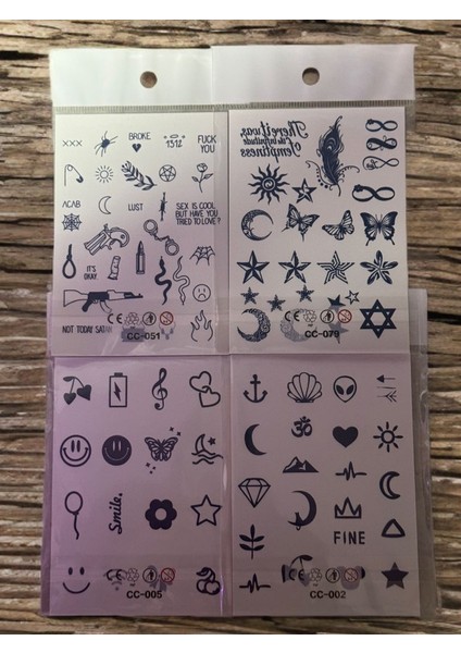 1 Ay Kalıcı Gerçekçi 4 Adet Minimal Model 12 Saat Sonra Kararan Yapıştırma Geçici Dövme Tattoo