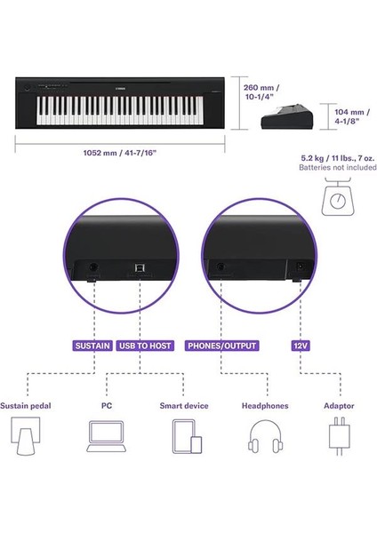 Piaggero Np-15 61-Tuşlu Eğitim Klavyesi (Siyah)