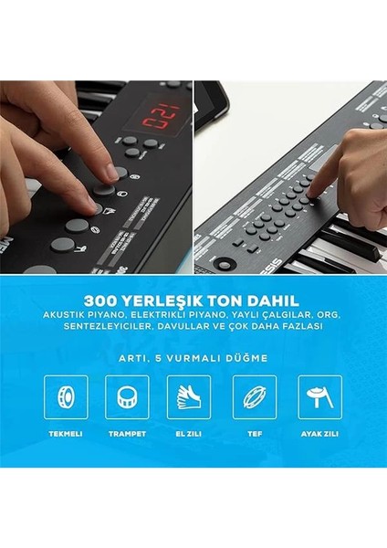 Melody 32 - Taşınabilir 32 Tuşlu Dijital Piyano Klavye, Dahili Hoparlör, 300 Entegre Ses, 40 modelleri