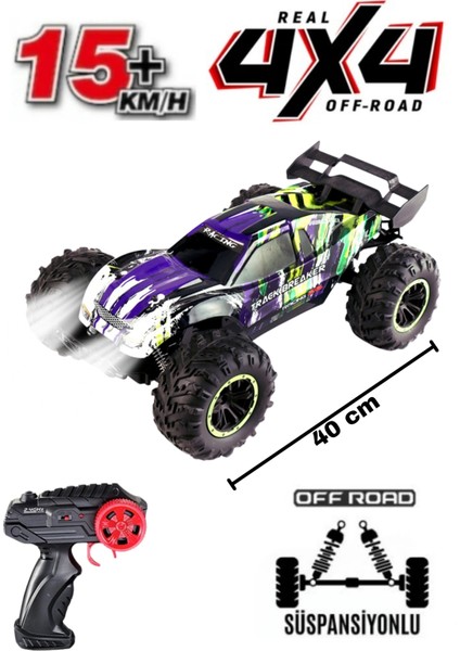 Uzaktan Kumandalı Şarjlı Işıklı 15KM/H Yapan 4x4 Dev Off Road Rc Araba 40CM