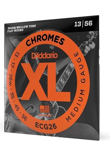 D'addario ECG26 Elektro Gitar Teli, Chromes, 13-56, Medium Gauge