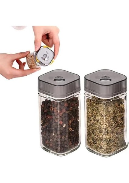 Ayarlanabilir Tuzluk Cam Baharatlık Seti, 2 Adet,tuz,pul Biber, Kara Biber, Nane Için