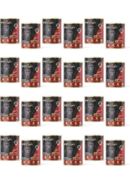 Konserve Köpek Maması Yetişkin Sığır Etli, Parça Etli 415 gr 24 Adet Yaş Mama Düşük Tahıllı