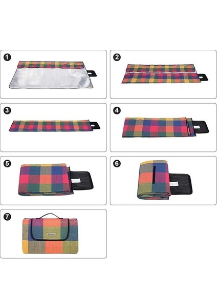 Songmics Isı Izoleli Su Geçirmez Piknik Örtüsü, Taşıma Saplı Plaj Örtüsü, GCM50K, 195 x 150 Cm, Çok