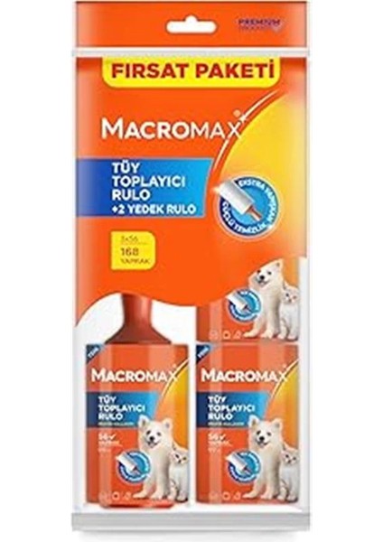 Max Tüy Toplayıcı Fırsat Paketi, 1 Rulo ve 2 Yedek Rulo (Toplam 168 Yaprak)