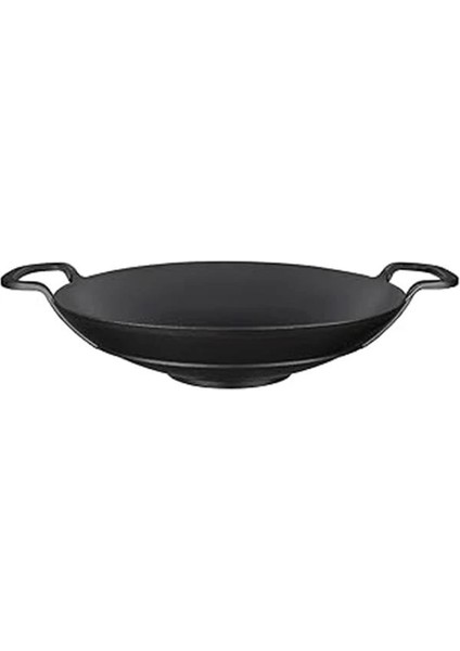 Döküm Wok Tava, Metal Kulplu, 38CM, Siyah