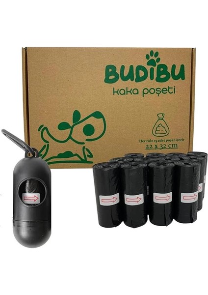 Kedi Köpek Kaka Poşeti Evcil Hayvan Dışkı Kaka Torbası Taşıma Kapsülü ve 12 Rulo (180 Poşet)