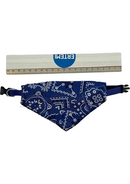 Üçgen Fularlı Kedi ve Küçük Köpek Tasması 21 ve 35 cm Arası Ayarlanabilir Mavi