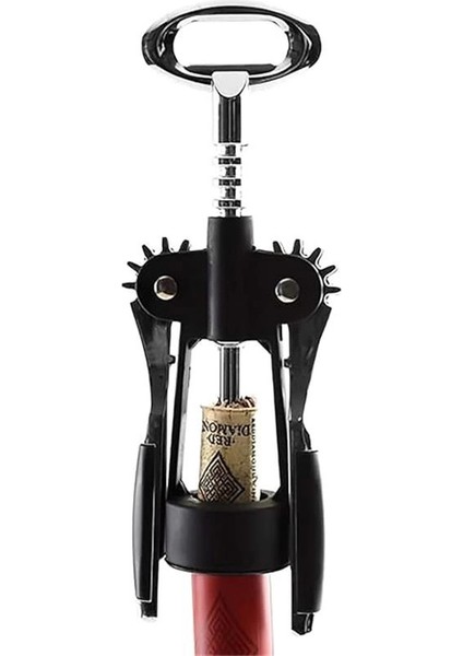 ® Premium Kanatlı Şarap Açacağı Tirbuşon, Siyah Metal Gövde, Ergonomik Tasarım fiyatları