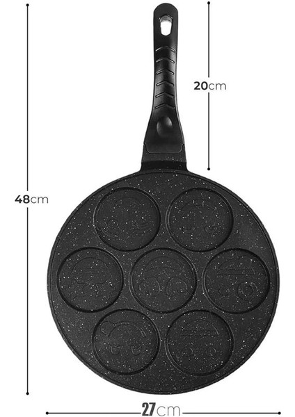 Granit Kaplama Yanmaz Yapışmaz Döküm Gülenyüz Pankek Krep Tavası, Gülenyüz Pankek Tavası 27CM fırsatları