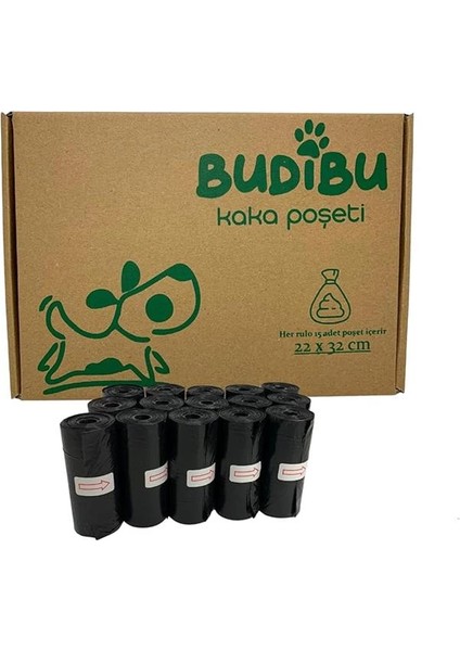 Kedi Köpek Kaka Poşeti Evcil Hayvan Dışkı Kaka Torbası 15 Rulo (225 Poşet) (Siyah)