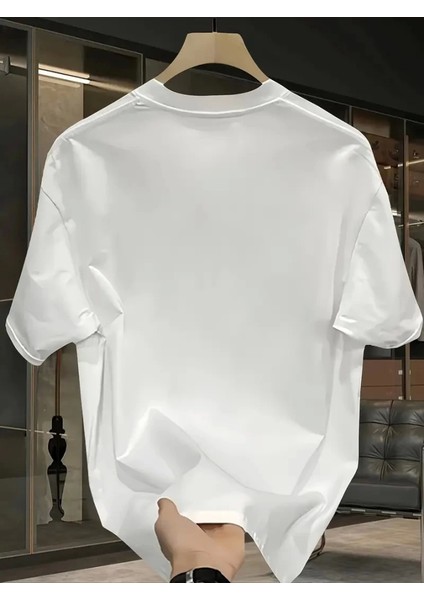 Baskılı Oversize Bisiklet Yaka T-Shirt - Beyaz fiyatları