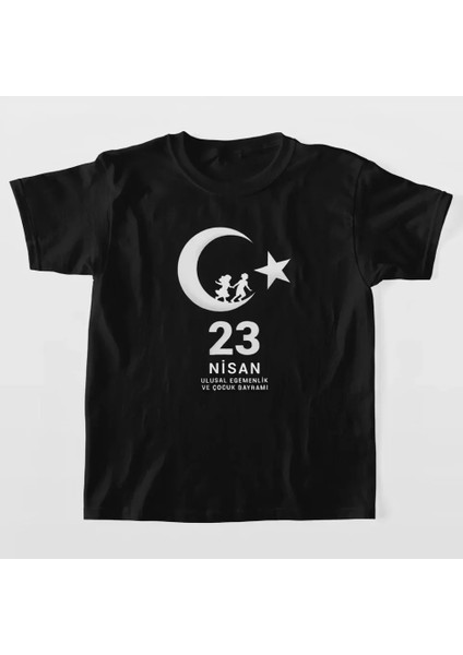 23 Nisan Çocuk Bayramı Baskılı Özel T-Shirt - Siyah fiyatları