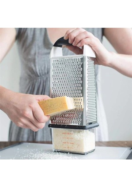 Good Grips Oyulmuş Paslanmaz Çelik Toplama Kabına Sahip Kare Rende - Sebze Vs. Için, Metalik indirimleri