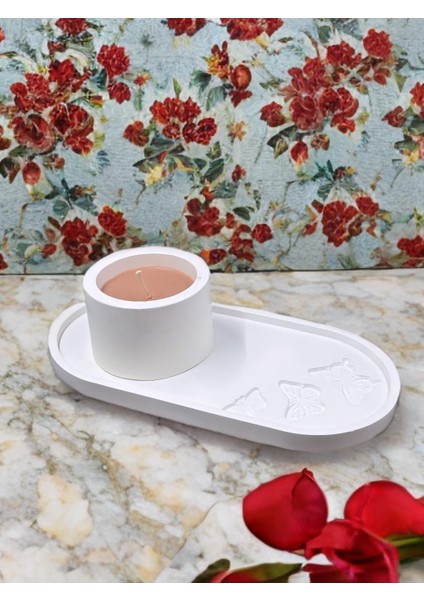 Dekoratif Sunumluk %100 Doğal Soya Mum Seti Özel Tasarım Kaplar ve Kabartmalı Sunumluk | Ev Dekorasyonu, Hediyelik ve Aromaterapi Için Zarif Seçenek