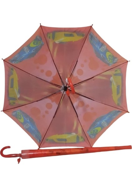 Özel Kılıflı Bardaklı Korumalı Düdüklü Kız Çocuk Şemsiye Kırmızı
