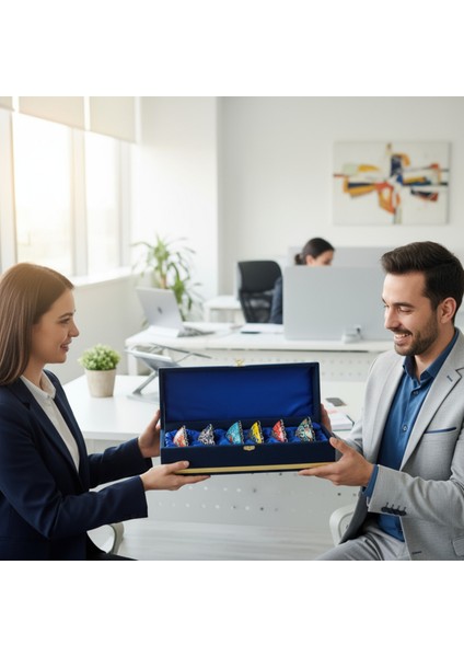 Dekoratif Çiçek Desenli El Yapımı Seramik Sosluk Çerezlik 6'lı Set - Kadife Hediye Kutusu