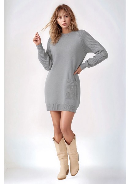 Kadın Kolları Uzun Kendinden Dokulu Bisiklet Yaka Tunik Boy Şık Kışlık Triko Büyük Beden Kazak fiyatları