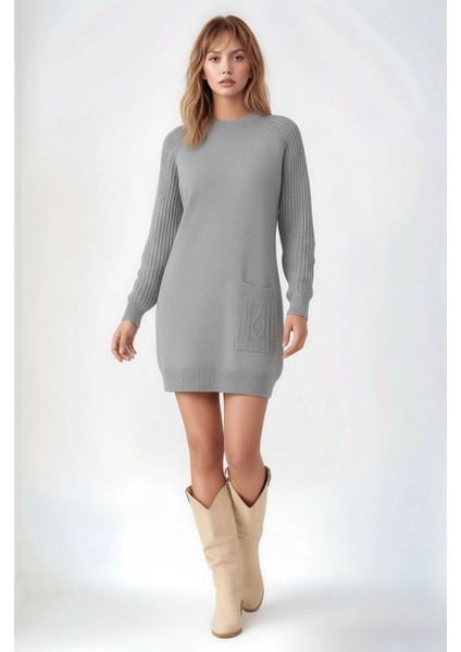 Kadın Kolları Uzun Kendinden Dokulu Bisiklet Yaka Tunik Boy Şık Kışlık Triko Büyük Beden Kazak modelleri