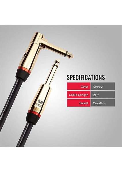 Prolink Rock Instrument Cable - Right Angle To Straight | 6.4mt