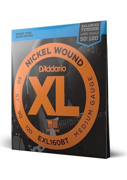 D'addario EXL160BT Bas Gitar Tel Seti, Xl, 50-120 Long Scale, Nickel