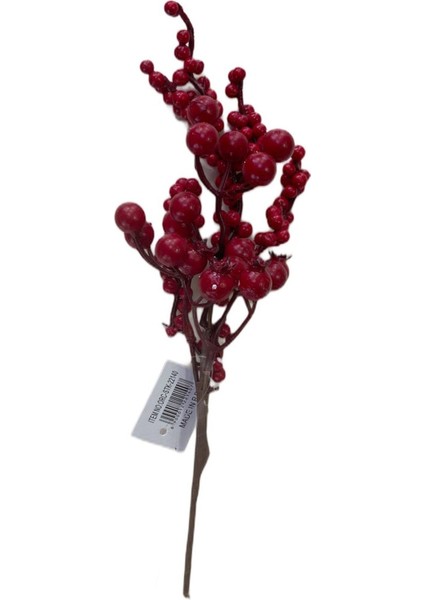 Kırmızı Bery Kiraz Dekor Figür 25 Cm, Renkli Yılbaşı Süslemesi